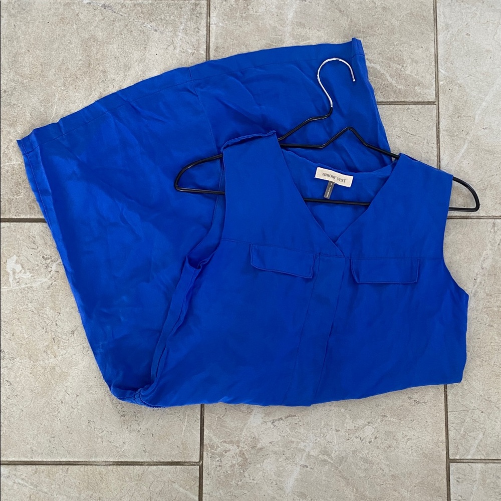 100% Silk Amour Vert USA Vintage Blue Dress